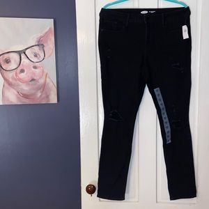 Old Navy Distressed Black Pop Icon Skinny Mid-Rise Jeans Size 12 NWT